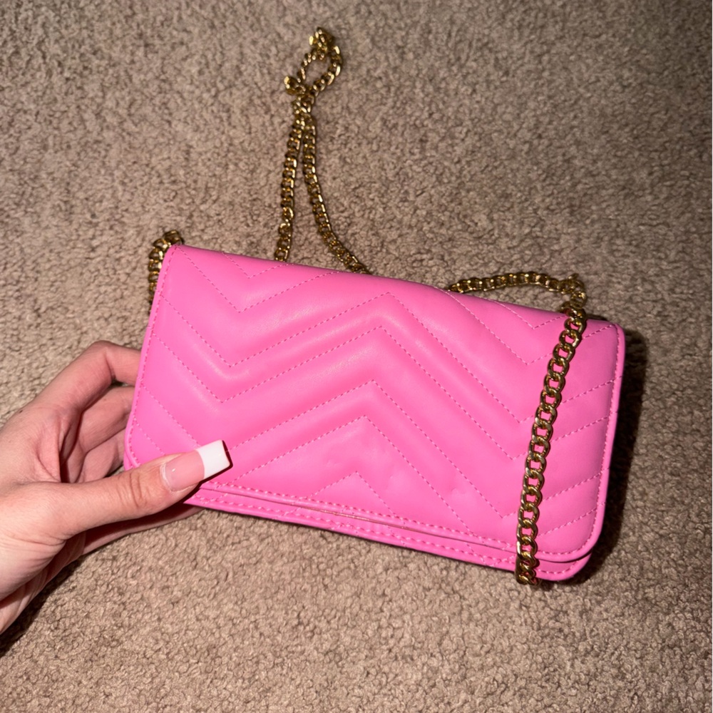 Pink Quilted Chain Shoulder Bag